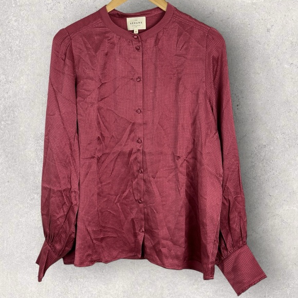 Sezane 100% Silk Lea Shirt Blush Pink Size 40 French US 8 Blouse Button Down Top - Picture 4 of 16